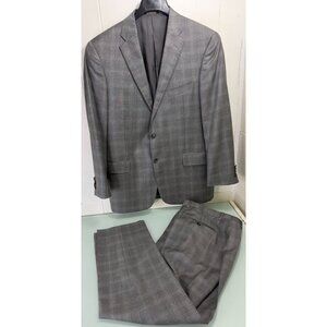 Hart Schaffner Marx Suit 43R Blazer 36X28 Pants Plaid 2 Button Double Vent